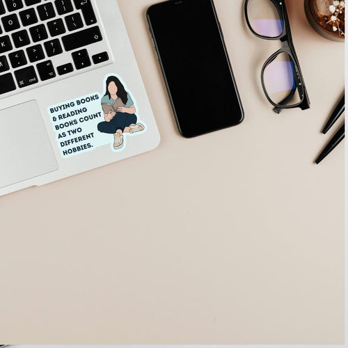 Book Buying Hobby Sticker - Two Different Hobbies Vinyl Decal - 3" Bookworm Humor