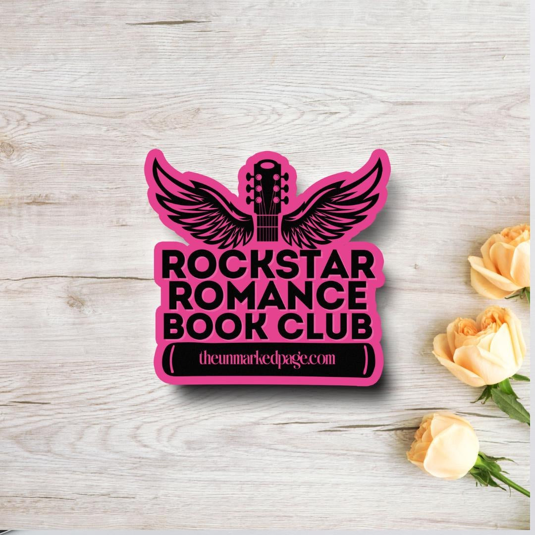 Rockstar Romance Book Club Vinyl Sticker - 3" BookTok Reader Decal - Guitar & Wings Design