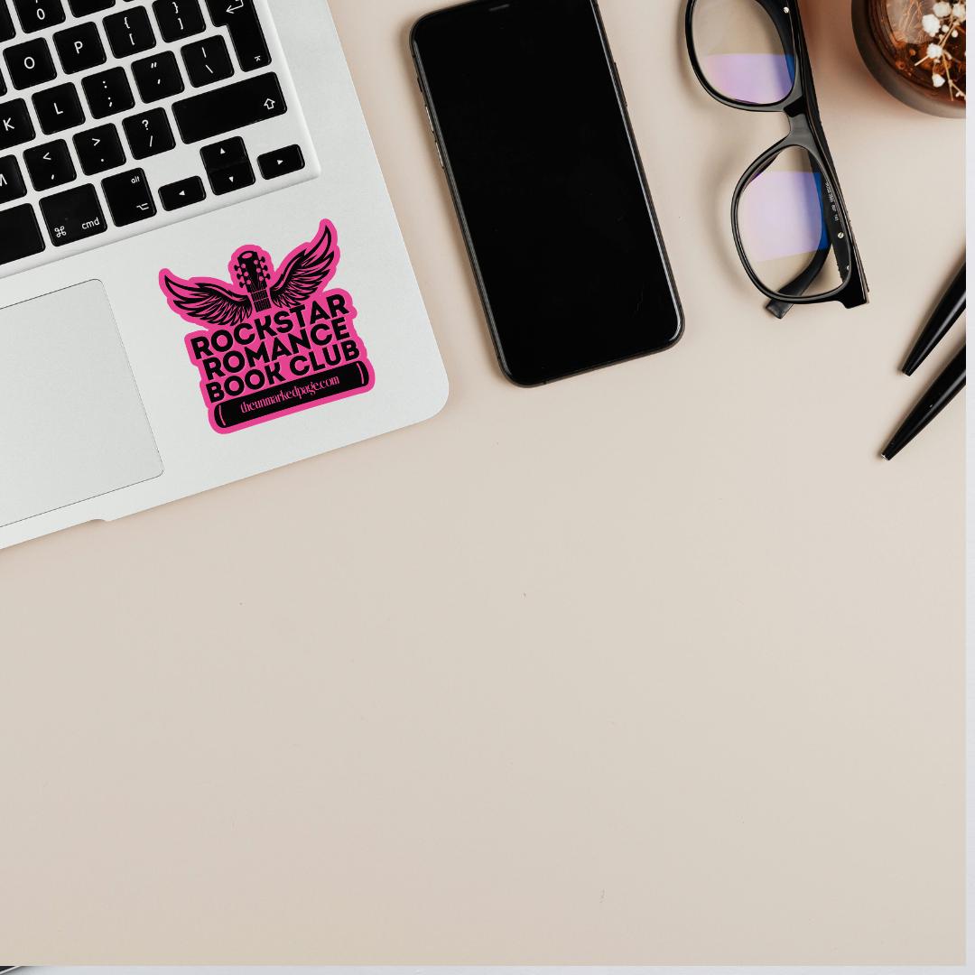Rockstar Romance Book Club Vinyl Sticker - 3" BookTok Reader Decal - Guitar & Wings Design